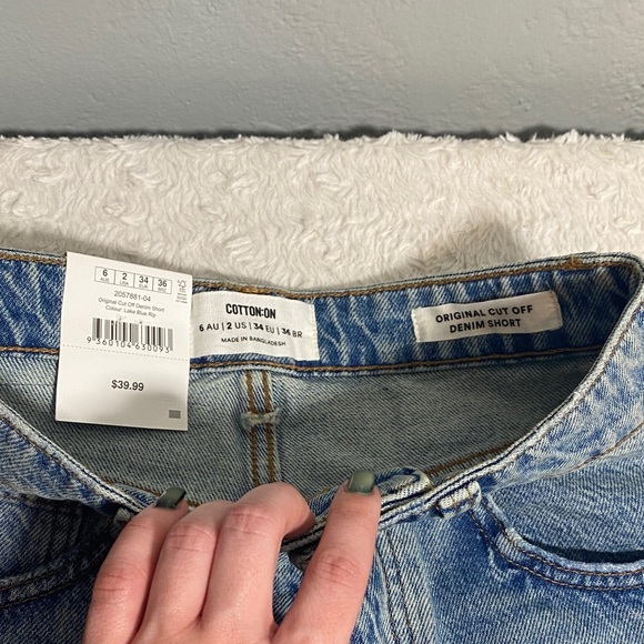 Cotton On Light Blue Cut off Denim Shorts NWT - Picture 3 of 5